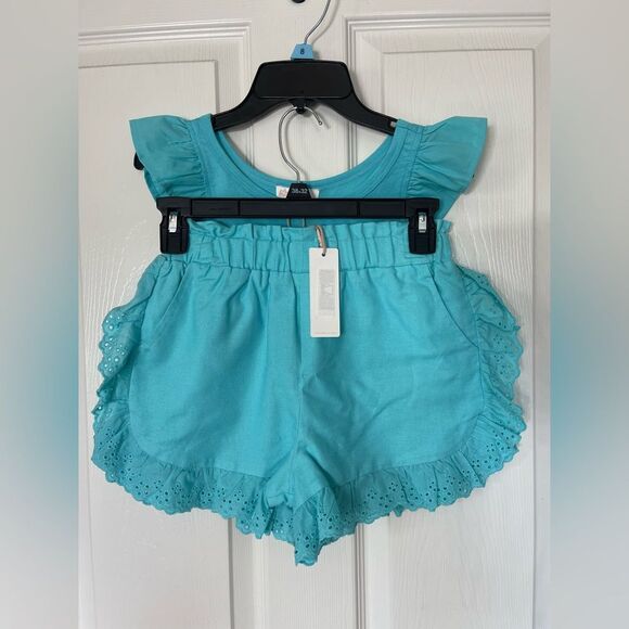 🌟B1G1 free gb girls 2 piece blue ruffle set size L 12/14 new with tags - Picture 1 of 9